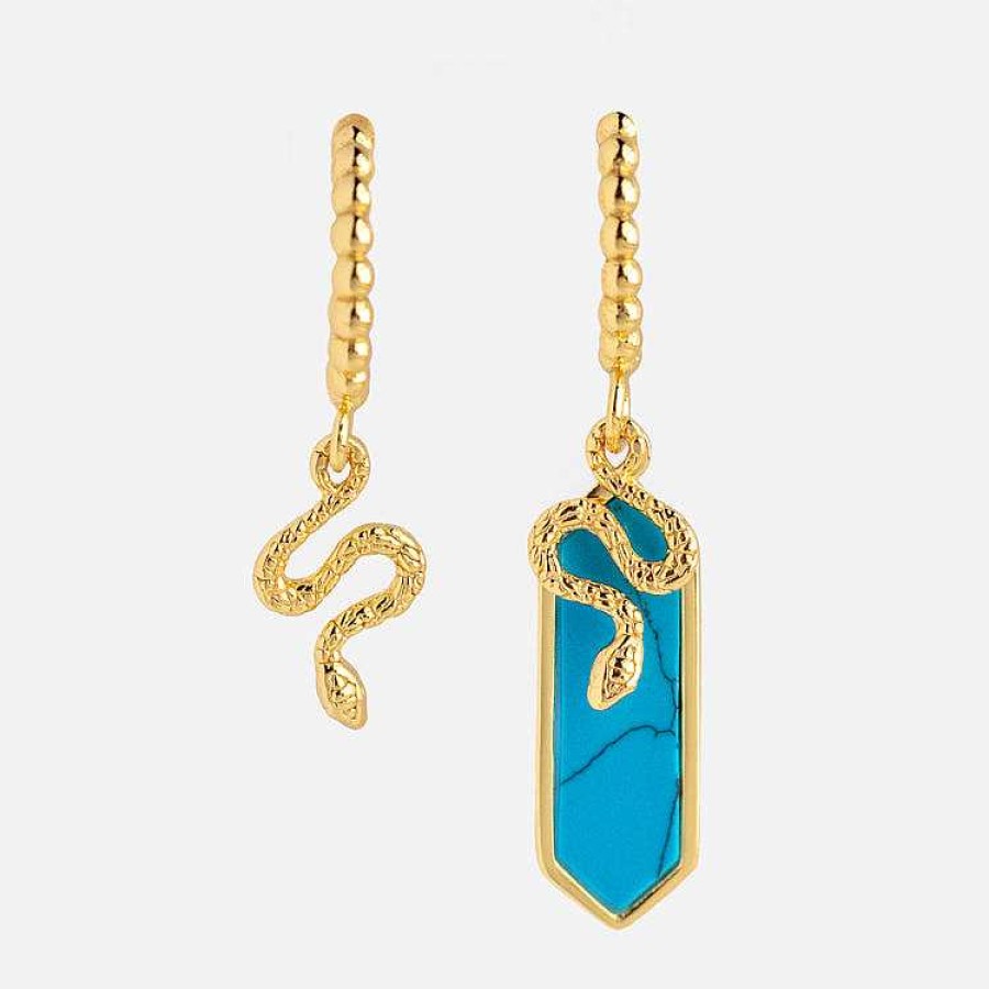 Local Eclectic Awaken Asymmetrical Turquoise Snake Earrings